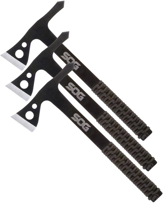 SOG Set of 3 Throwing Hawks Fixed Ax Blades Black Paracord Handles Axes TH1001CP - Image 1 of 1