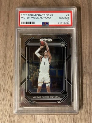 PSA 10 Victor Wembanyama #2 Base 2023 Panini Prizm Selecciones del Draft Rookie Spurs Foto 1 de 2