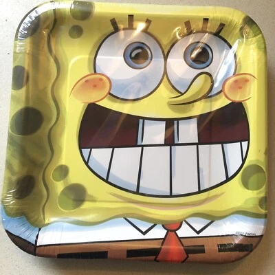 16 Sponge Bob SpongeBob Classic Square 9” Paper Plates Birthday Party Supplies - Image 1 of 4