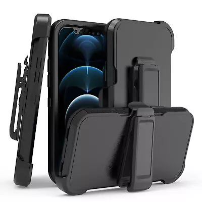 Heavy Duty Shockproof Rugged Case Cover Stand Belt Clip Holster+Tempered Glass - Image 1 of 4