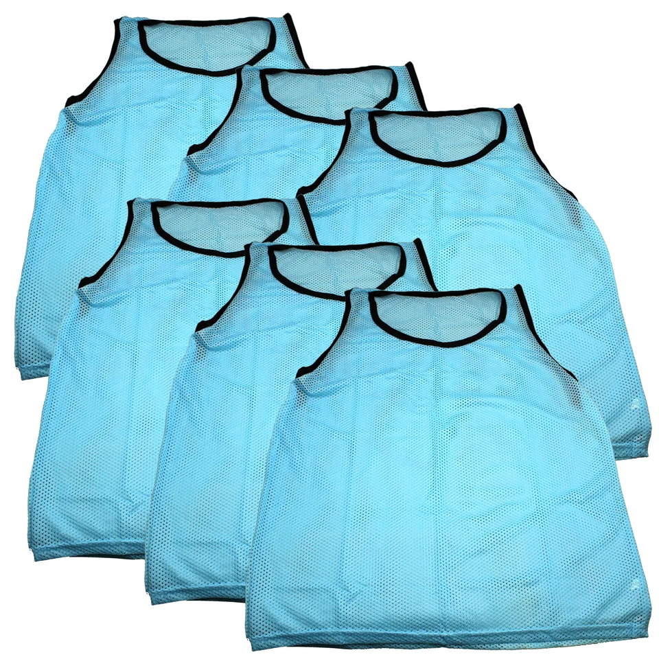 6 Pk UNISEX GIRLS Sky Blue Scrimmage Vests Pinnies Team Sports Soccer Softball - Image 1 of 1