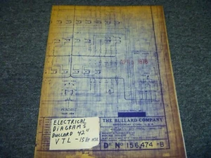 Bullard VTL 42" Cutmaster Vertical Turret Lathe Electrical Wiring Diagrams xz - Picture 1 of 1