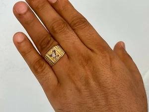 Men 10k Yellow White Real Gold Eagle Bird Lucky Ring Band Flying Size 10 4.5G - Picture 1 of 9