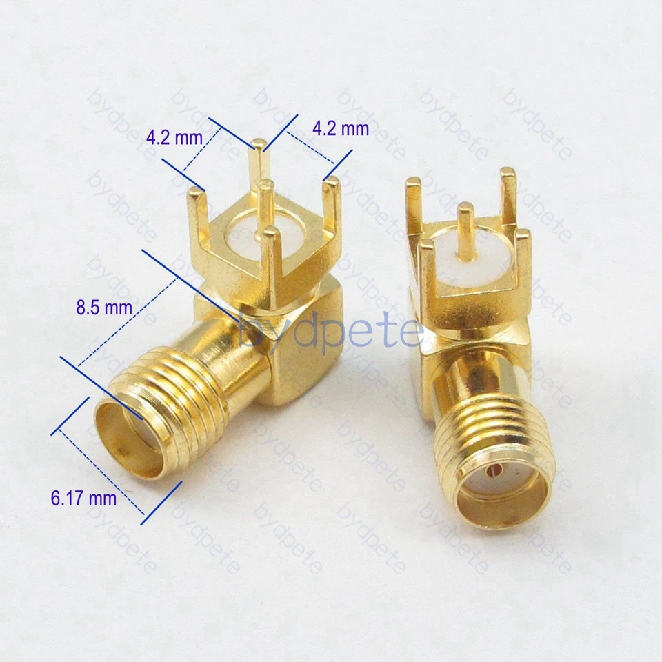 SMA Female Jack Right Angle Panel Mount PCB Solder Connector Adapter 50ohm Coax - Image 1 of 1