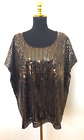 Eloquii Women's Blouse Gold Sequined Beaded  Cap Sleeve Black Size 24