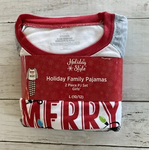 Holiday Style Girl’s 2 Piece Pajama Set Merry & Bright Plaid Large 8-10 - Picture 1 of 5