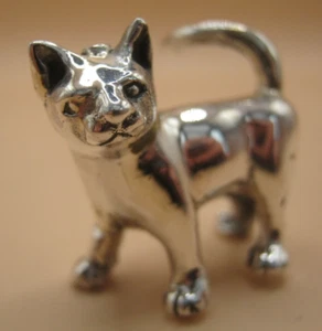 Pretty English Hallmarked Sterling Silver Miniature Study Of A Cat / Kitten - Picture 1 of 7