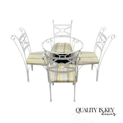 Contemporary Metal Kitchen Bistro Dining Set Round Table 4 Chairs - 5 Pc Set - Image 1 of 4