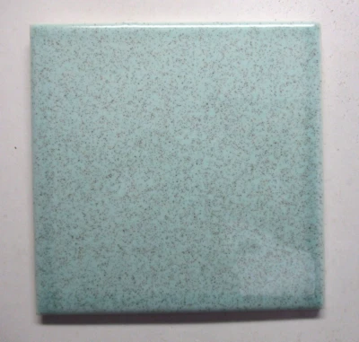 1 azulejo de pared Atco EE. UU. 4-3/8" cuadrado Marrón moteado sobre cerámica turquesa 1950 vintage Foto 1 de 4