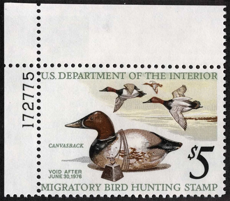 US Sc RW42 Multicolor $5.00 1975 MNH Original Gum Plt No. 172775 Sngl Duck Stamp - Image 1 of 1