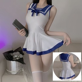 Women's Sexy Lingerie Student Uniform Sailor JK Skirt Outfit Desire Nightgown
