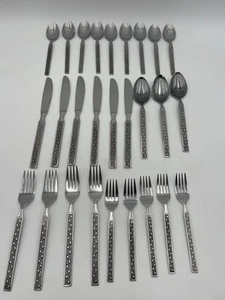 Japan Flatware UNF2170 27 Piece Set Boxes Wavy Lines Vintage - Picture 1 of 13