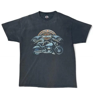 Vintage 90s Faded Harley Davidson Motorcycle Snake Biker T-shirt Large - Bild 1 von 8