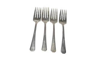 ONEIDA COMMUNITY 1931 CLARION PAR PLATE Flatware Silverplate Salad Forks Lot o 4 - Picture 1 of 6