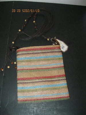Bandolera Sun N Sand Multicolor Cuentas Tejido Paja, Línea Interior con Bolsillos Cartera Foto 1 de 4