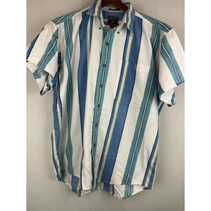 Chaps Ralph Lauren Vintage Striped Short Sleeve Button Up Shirt Sz Large - Picture 1 of 5