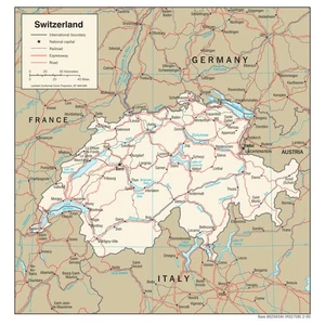 Switzerland Road Highway Transportation Transport Map Country Nation Print - Picture 1 of 2