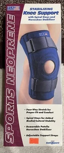 FLA Stabilizing Knee Support w/Spiral Stays and Horseshoe Stabilizer- Small Navy - Picture 1 of 2