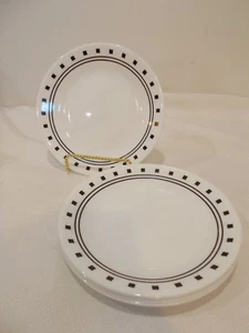 Corelle CITY BLOCK Pattern Set of 5 Dessert Plates White with Black Squares - Picture 1 of 3