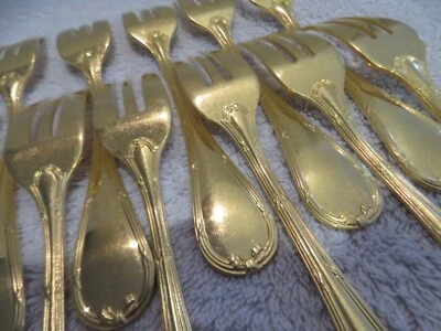 French gold-plated 11 pastry cake forks Christofle Rubans Louis XVI 15,6cm - Image 1 of 4