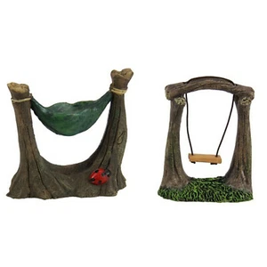 8cm Fairy Garden Hammock Swing Ornament Miniature Statue Figurine Home Decor 2pc - Picture 1 of 3