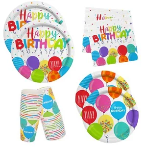 Birthday Party Supplies Disposable Paper Plates Napkins Cups for Kid’s Birthd... - Picture 1 of 7