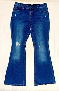 SUZANNE BETRO SB: Distressed Dark Wash Stretch Denim Jeans Hose: Blau, 14 - Bild 1 von 5
