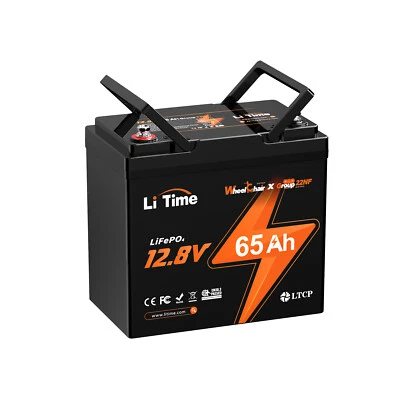LiTime 12V 65Ah LiFePO4 Lithium Battery 832Wh For Wheelchair Fishing-Refurbished - Image 1 of 4