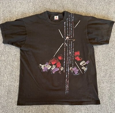 Art To Wear Y2K T Shirt Mens XL Black Abstract Hand Painted  - Image 1 of 4