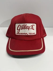 Vtg 80s Gilley's Pasadena, Texas Trucker Hat Cap RedWhite Patch Small/Medium - Picture 1 of 13