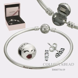 Authentic Pandora Sterling Silver Kiss Me Bangle Gift Set B800774-19 - Picture 1 of 1