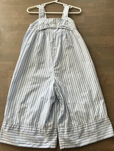 Janie and Jack Stripe jumpsuit girls Toddler Size 4 Year blue white Bow Summer - Picture 1 of 5