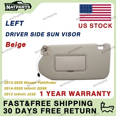Left Driver Side Sun Visor W/Light for 13-20 Infiniti QX60 96401-9PB0A - Image 1 of 4