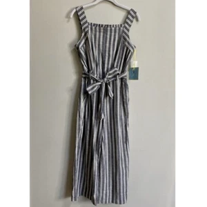 NWT CeCe By Cynthia Steffe Rich Black Double Stripe Crop Jumpsuit - Picture 1 of 14