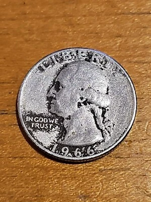 1966 Liberty Quarter US Coin No Mint Mark Rare Good Condition Mint Rim error - Image 1 of 4