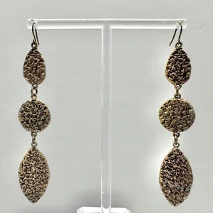 Chicos Earrings Womens Textured Gold Tone Long Dangles Boho Chic 3.25 Inch Drop - Picture 1 of 8