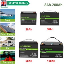 12V 20Ah 30Ah 50Ah 150Ah 200Ah LiFePO4 Lithium Leisure Battery BMS Solar RV Camp