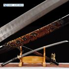 Carved Dragon Sheath Japanes Samurai Katana Sword Sharp Damascus Steel Full Tang