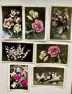Blumen & Tauben 5,5x3,5 .Lot von 7 .Vintage sowjetische Gruß Foto Postkarten 1960er - Bild 1 von 12