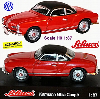 VW Karmann Ghia Coupè 1955-76 Tipo: 14 Rosso Tettuccio Nero 1:87 Schuco 21925 - Immagine 1 di 4