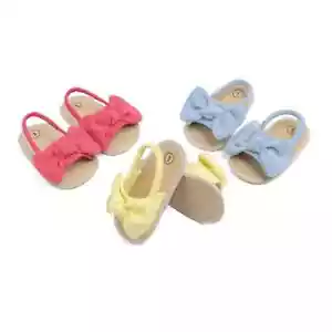 Baby Shoes Bowknot Casual Flat Non-slip Cotton Soft Sole Size 0-18 Months - Picture 1 of 8