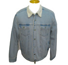 EDGAR + ASH Men's (Size Large) Blue Denim Jacket Coat Full Shearling Lining