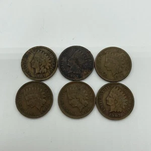 1907 Indian Head Penny Cent 1C Menge 6 Kupfer - Bild 1 von 8