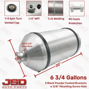 Vertical Gas Tank 6 3/4 Gallon 10x20'' 1/4 NPT Aluminum Spun Fuel Tank Cell-Boat - Picture 1 of 10