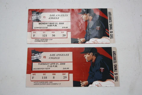 Minnesota Twins Ticket Stub | March 31 2008 | Darren O'Day MLB Debut Cover
