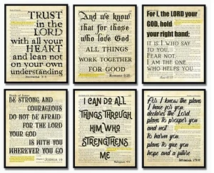 Spiritual Room Decor - Bible Verses Wall Art - 6 Prints - Christian Gifts Frames - Picture 1 of 15