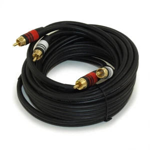 15ft 2 Wire RCA Premium Component Audio Cables 24K Gold Plated Black - Picture 1 of 3