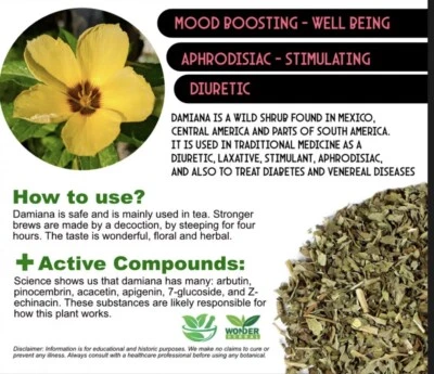 HEAVENLY SPICE Damiana Dutch Herbal Dream 100g Buy It Now Royal Mail Tracked 24