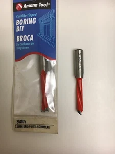 Amana 304075 Carbide Tipped Brad Point Boring Bit L/H 7.5mm D x 70mm Long x 10mm - Picture 1 of 7