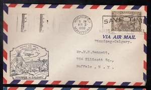 1930 FIRST FLIGHT COVER WINNIPEG MN TO CALGARY AB #C1 5¢ F-VF - Bild 1 von 1